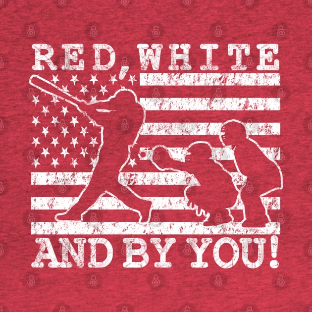 Funny Softball or Baseball Pitcher RED WHITE AND BY YOU Pitcher American Glag by TeeCreations